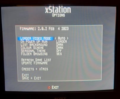 xStation settings menu