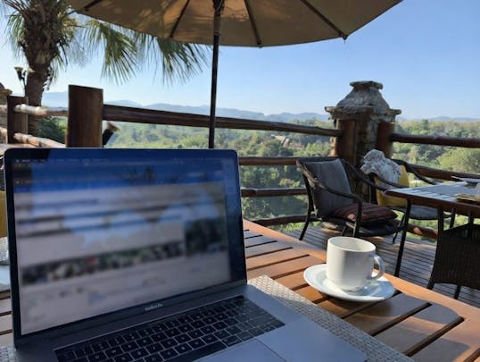 My morning work setup in Chiang Rai, Thailand.