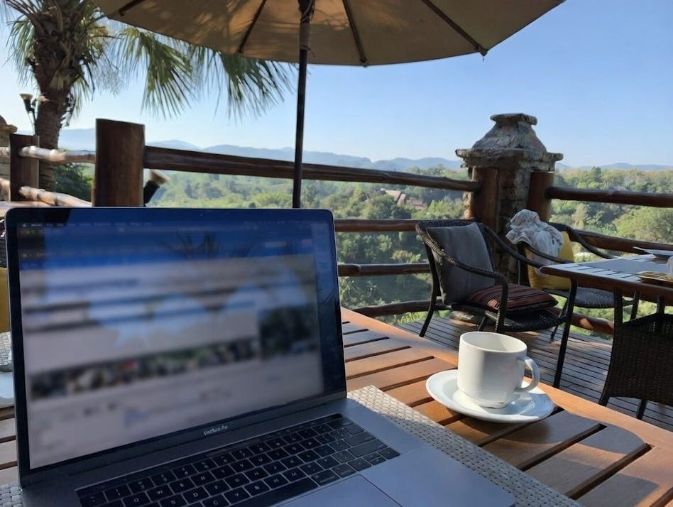 My morning work setup in Chiang Rai, Thailand.