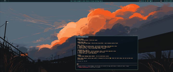 arch linux desktop (omarchy + serenity theme + claude code + custom scripts)