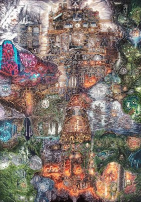 A colored ink drawing of the map of Farloom from Hollow Knight: Silksong