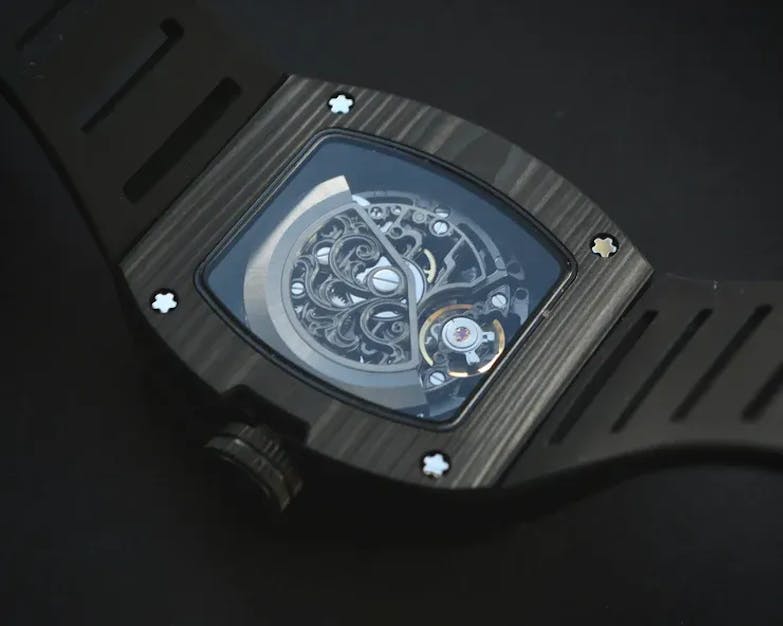 Forged Carbon Lume Tonneau Skeleton Mechanical Watch